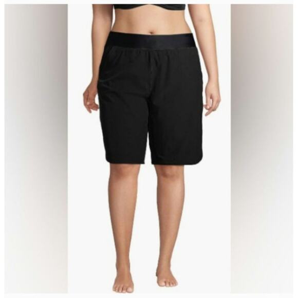 Lands' End Women's 11" Quick Dry Modest Swim Shorts with Panty - Picture 1 of 8
